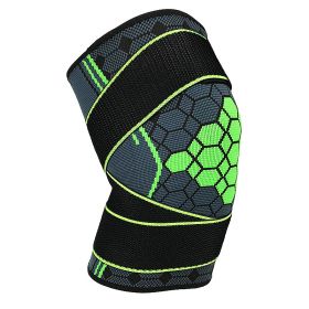 Double Strap Compression Knee Pads For Basketball Cycling (Option: Green with straps-M)